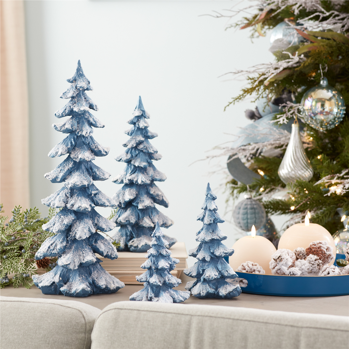 Flocked Pine Tree (Set of 4) -Ship Only