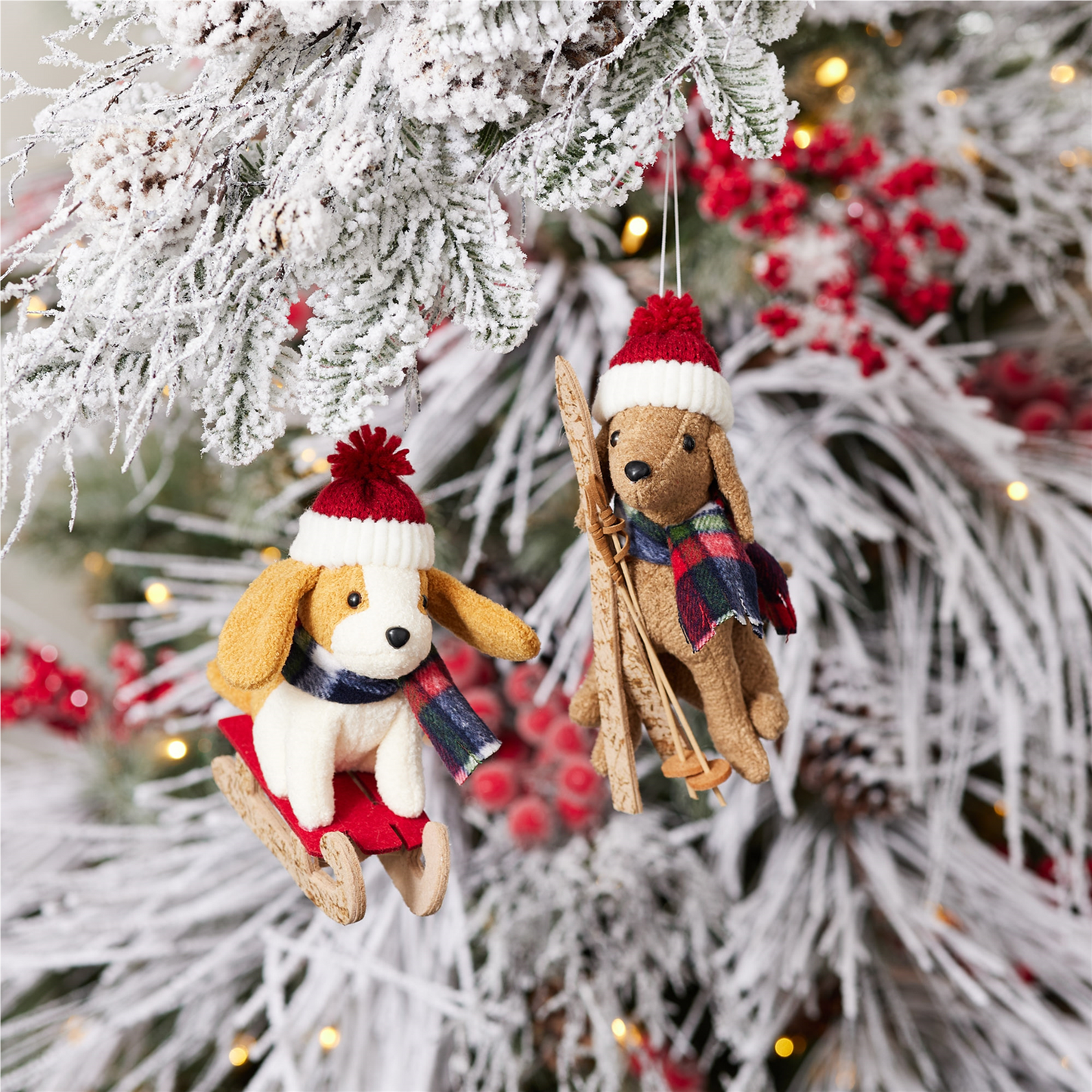 Plush Ski and Sled Dog Ornament (Set of 6) -Ship Only