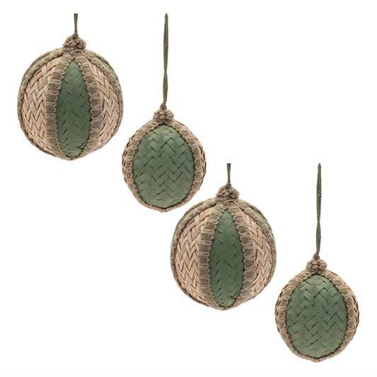 Woven Bamboo Ball Ornament (Set of 4) -Ship Only