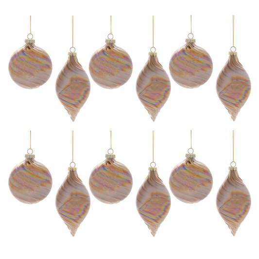 Ornament (Set of 12) 3"D, 5"H Glass -Ship Only