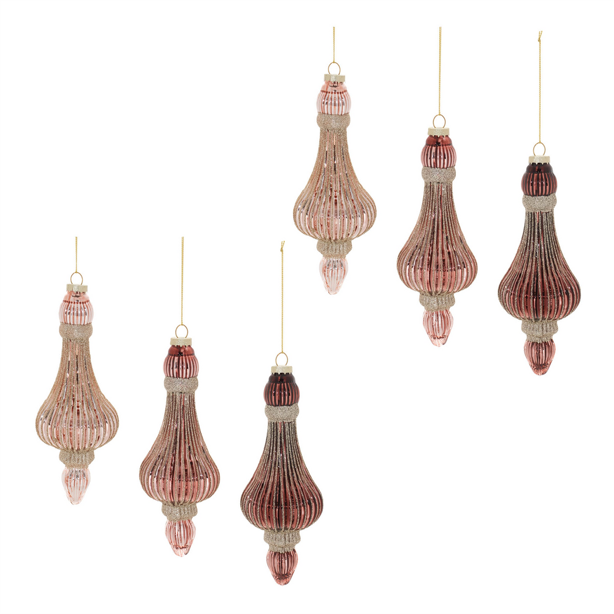 Ornament (Set of 6) 7.5”H Glass