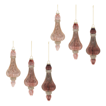 Ornament (Set of 6) 7.5”H Glass