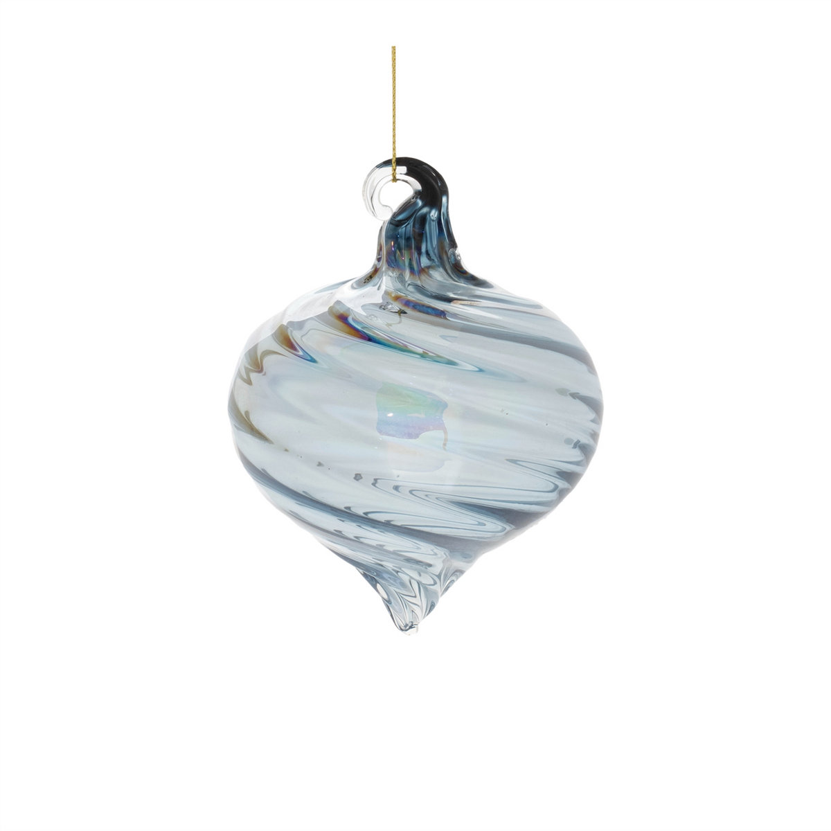Iridescent Swirl Glass Ornament (Set of 12)