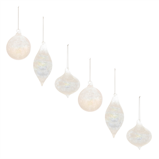 Ornament (Set of 6) 3"D, 3.75"H, 5.5"H Glass -Ship Only