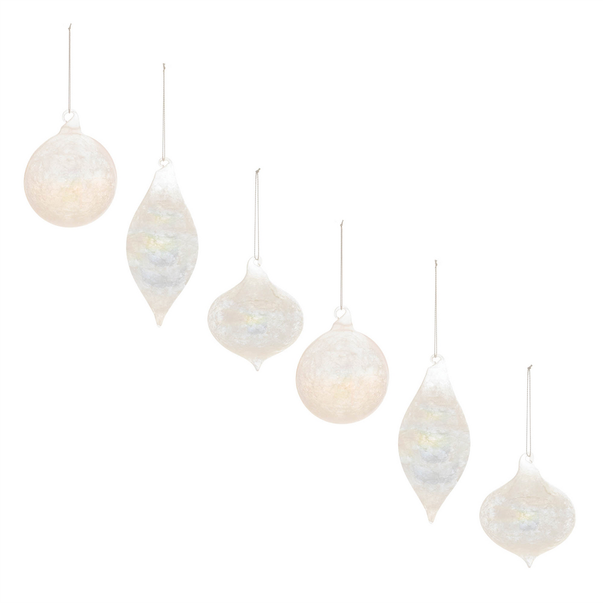 Ornament (Set of 6) 3"D, 3.75"H, 5.5"H Glass -Ship Only