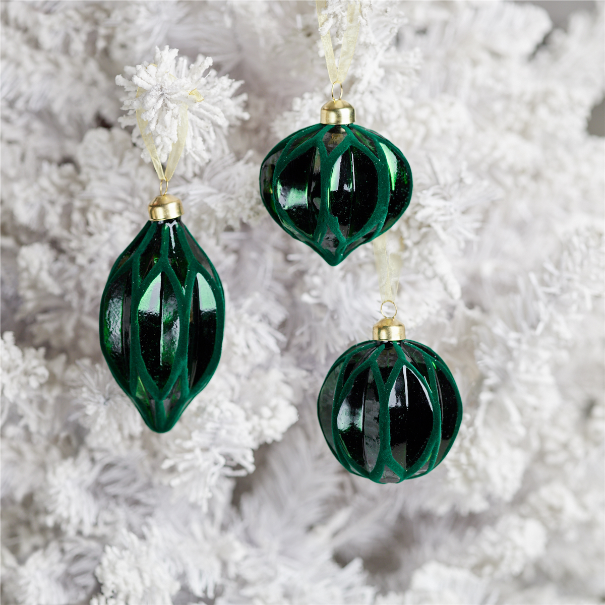 Ornament (Set of 12) 3"D, 3.5"H, 5"H Glass -Ship Only