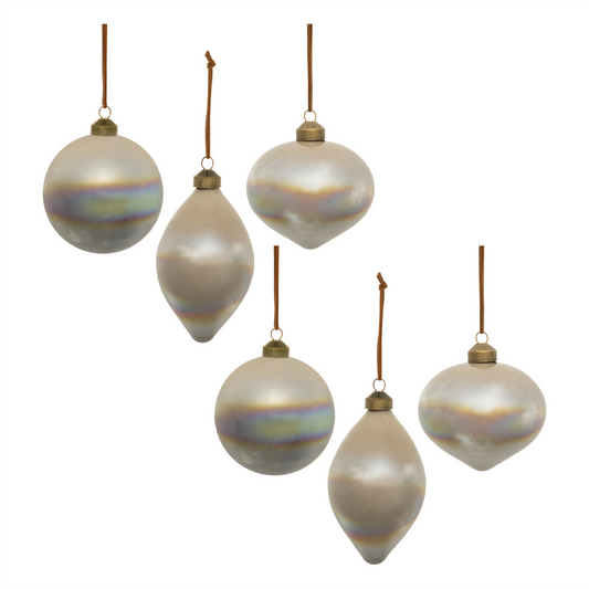 Ornament (Set of 6) 4"D, 4"H, 6"H Glass -Ship Only
