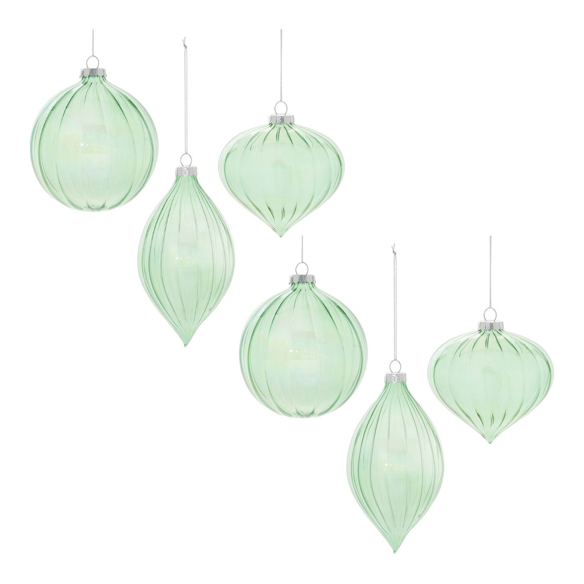 Ornament (Set of 6) 3.5"H, 4"D, 5.5"H Glass -Ship Only