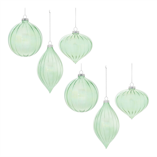 Ornament (Set of 6) 3.5"H, 4"D, 5.5"H Glass -Ship Only