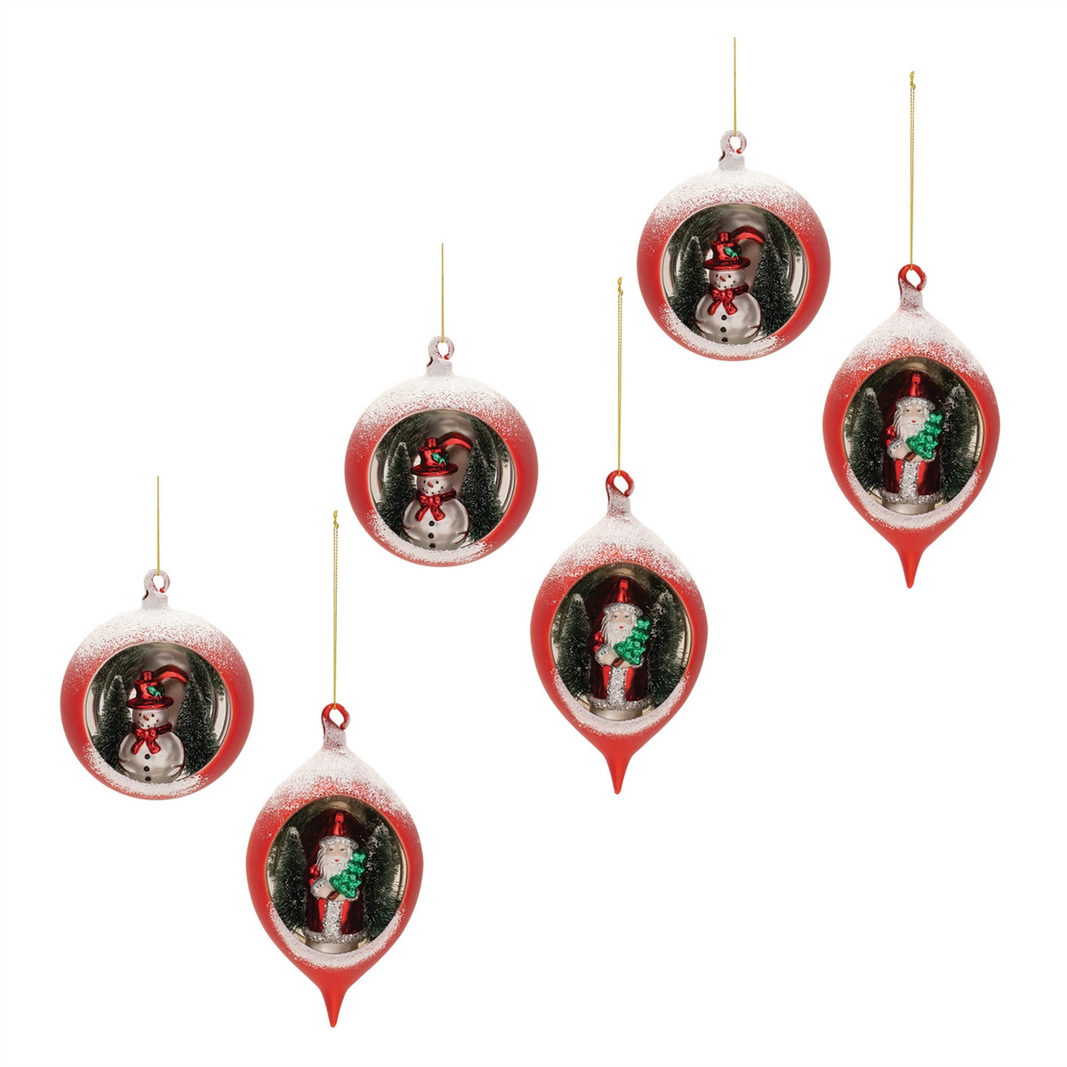 Mercury Glass Ornament with Pine Trees (Set of 6)