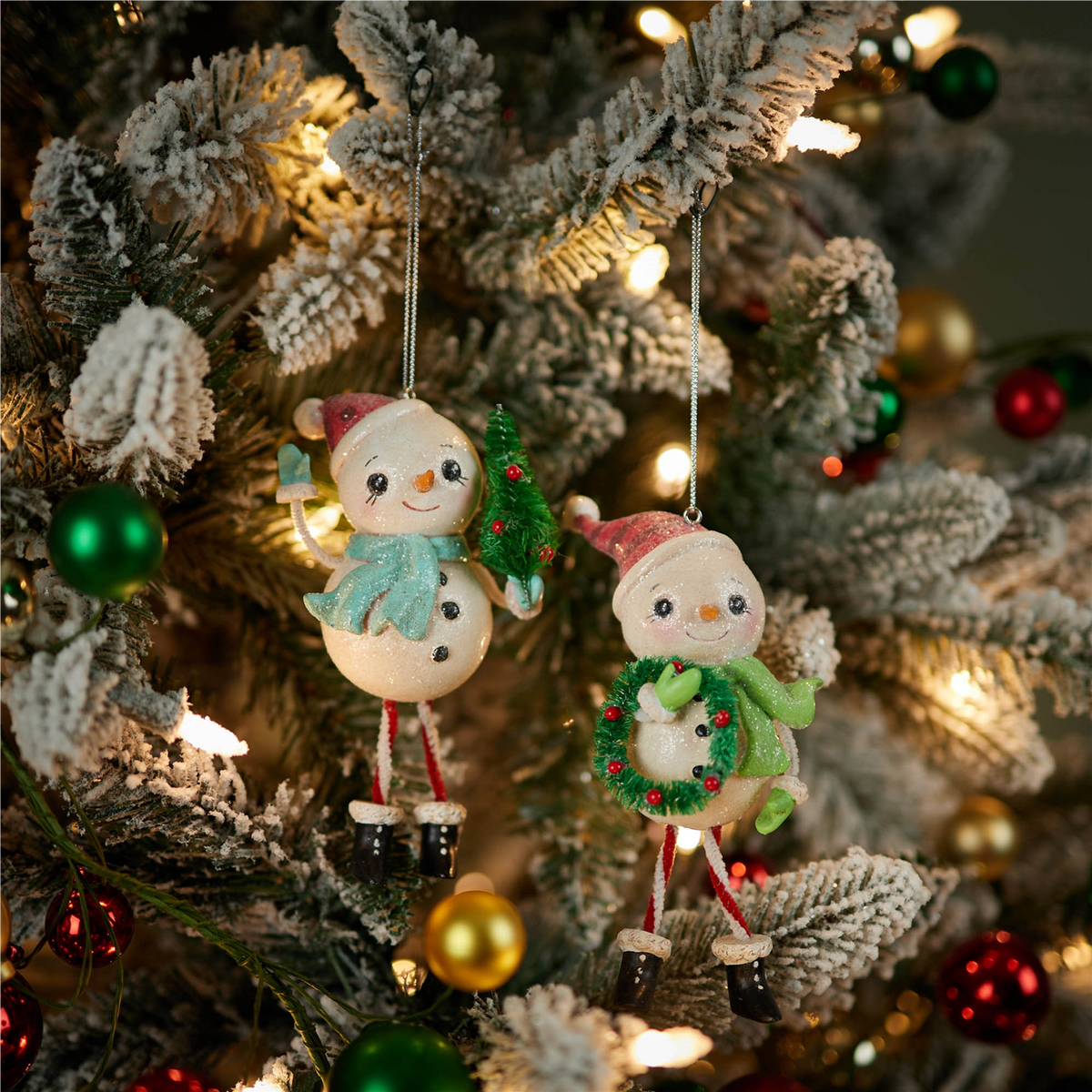 Snowman Ornament (Set of 12) 4”H Resin -Ship Only