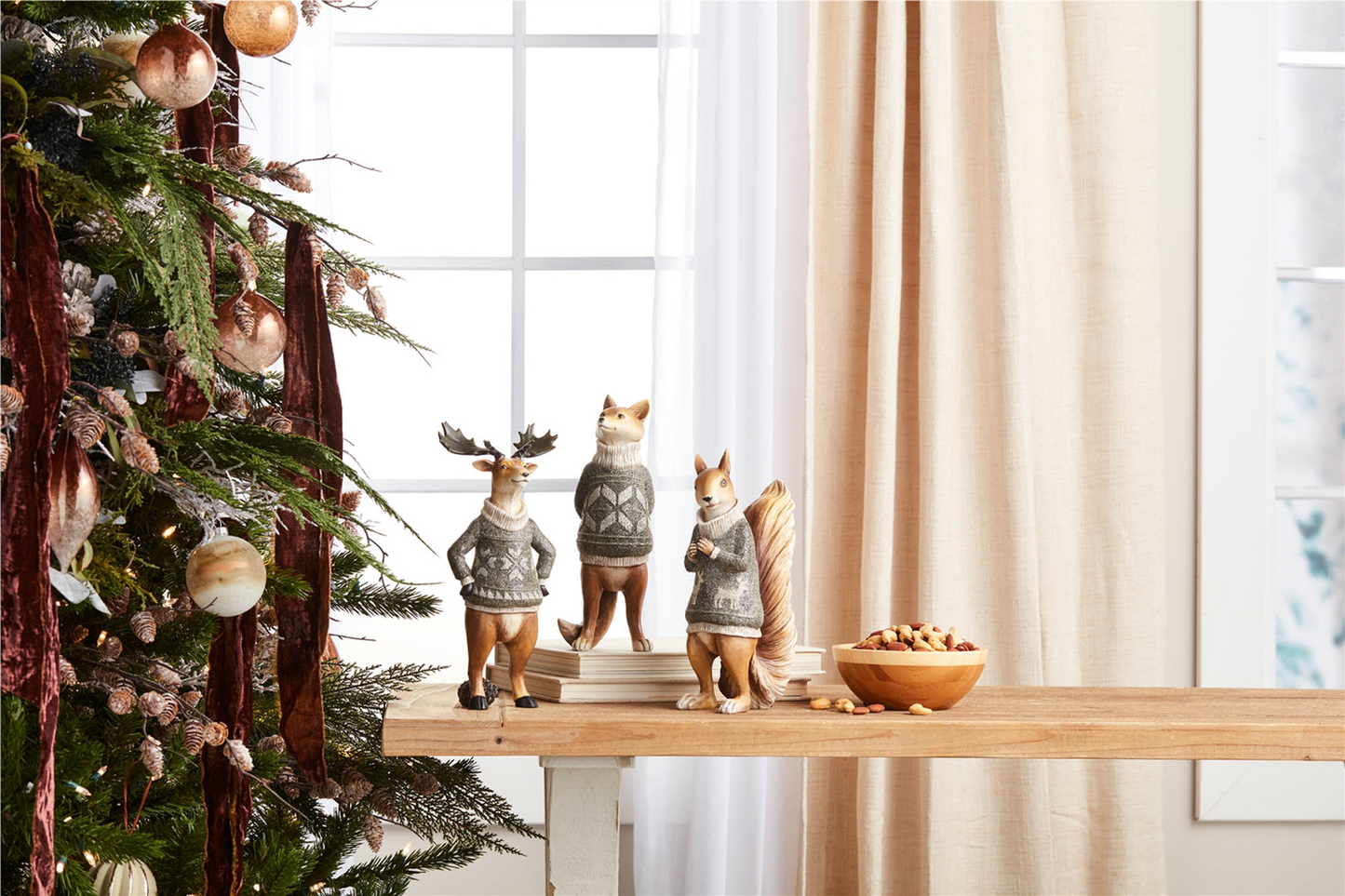 Winter Animal with Sweater Figurine (Set of 3)