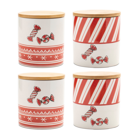 Candy Canister (Set of 4) 4.25"D x 4.75"H Ceramic -Ship Only