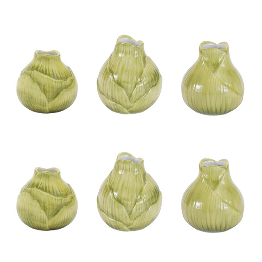 Bulb Vase (Set of 6) 3.25"H, 3.5"H, 3.75"H Dolomite -Ship Only