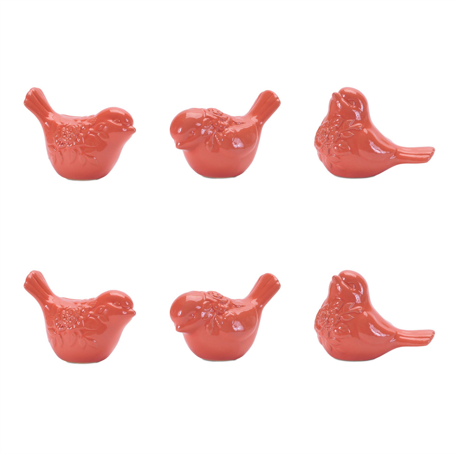 Ceramic Floral Bird Figurine (Set of 6)