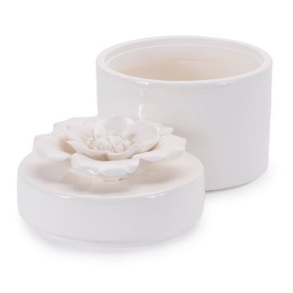 Stoneware Box with Floral Lid Accent (Set of 3)