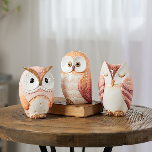 Terra Cotta Owl Decor (Set of 3) -Ship Only