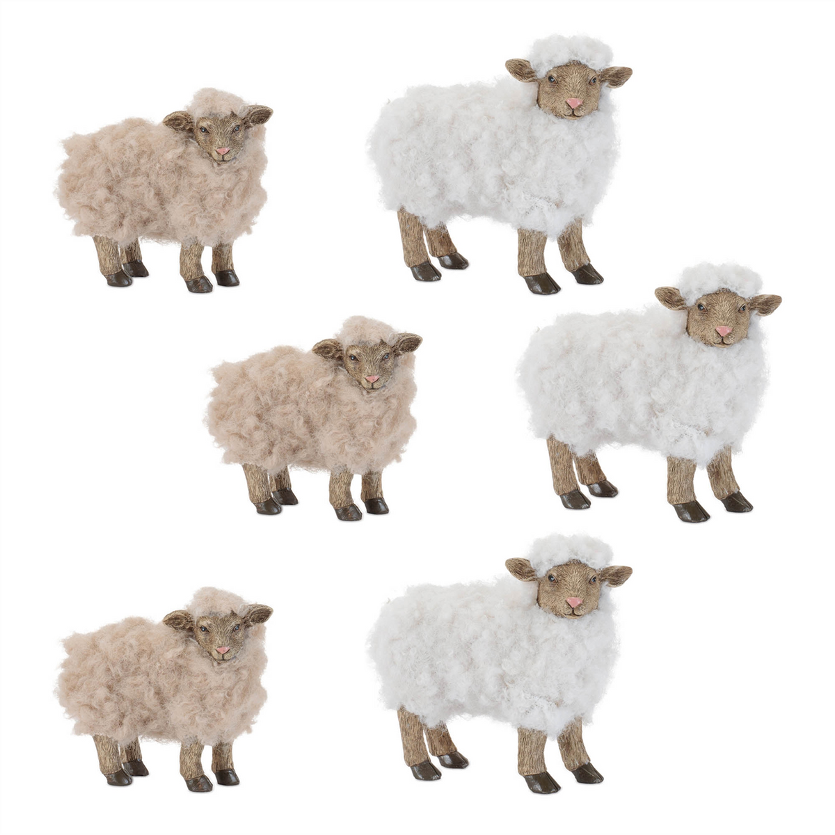 Furry Sheep Figurine (Set of 6) -Ship Only
