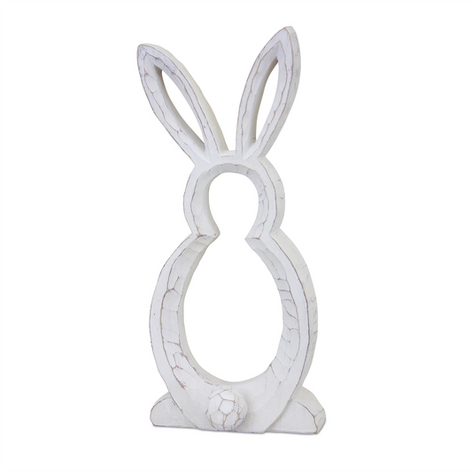 Carved Stone Bunny Outline Decor (Set of 2) -Ship Only