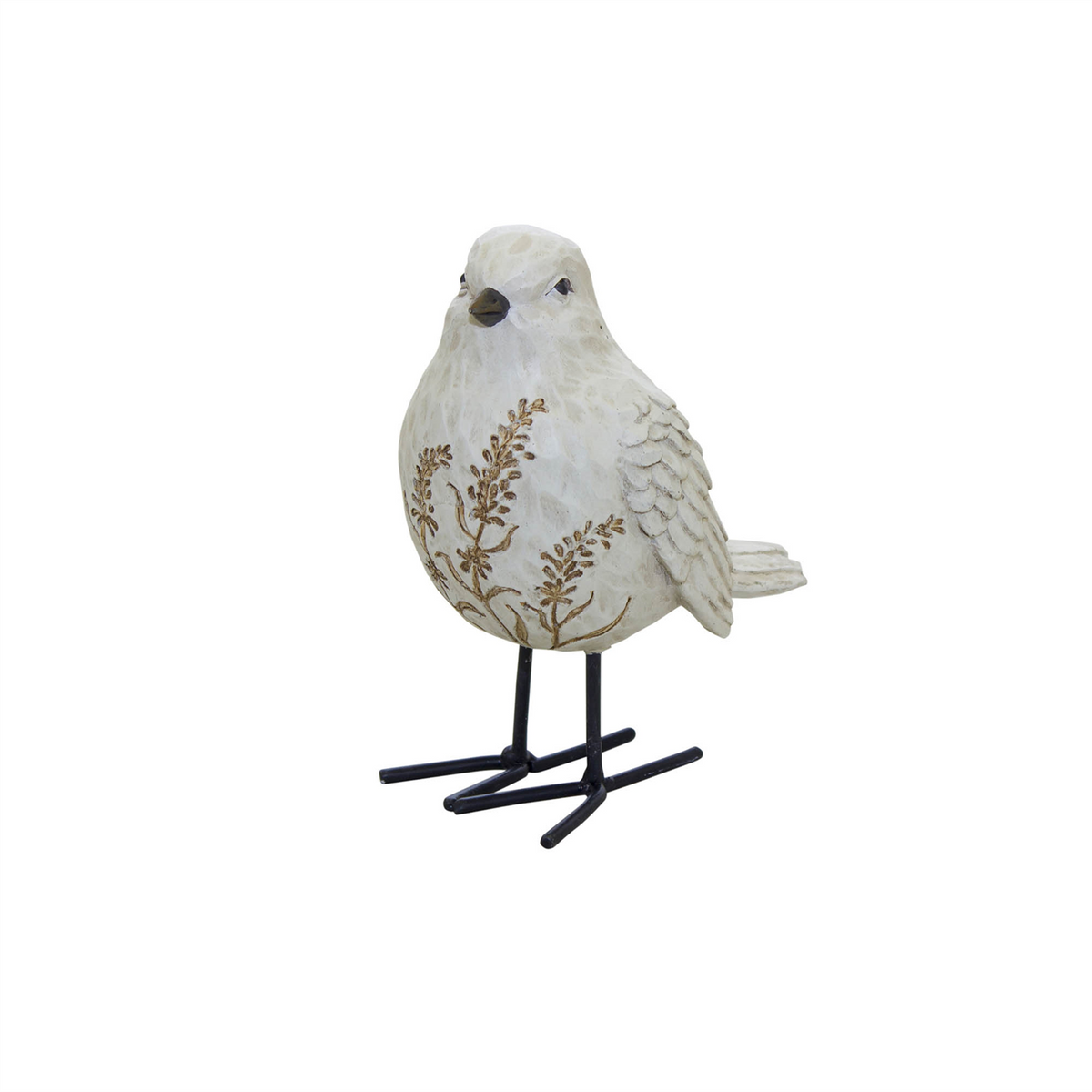 Bird Figurine with Carved Floral Design (Set of 2) -Ship Only