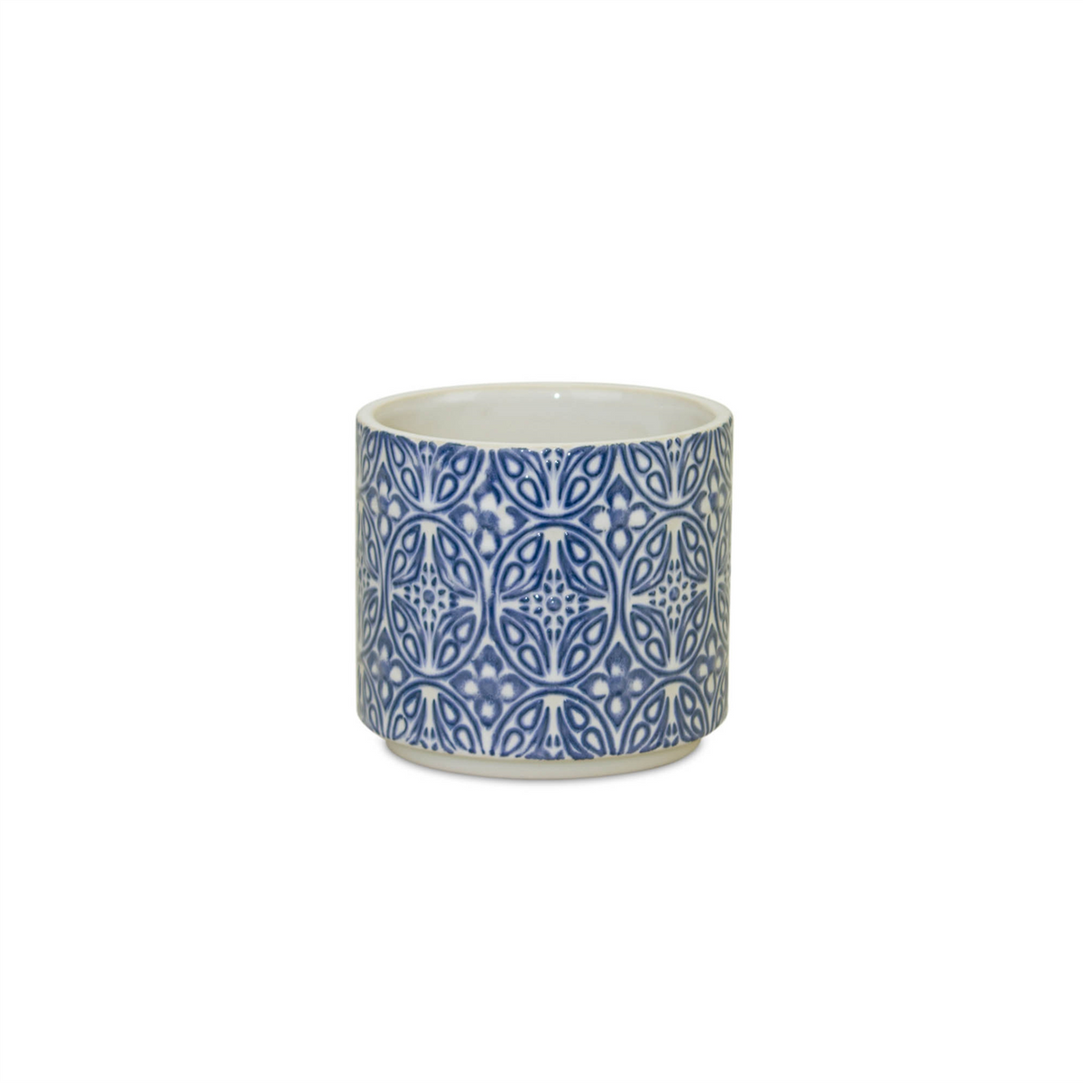 Ornamental Blue and White Ceramic Pot (Set of 2) -Ship Only