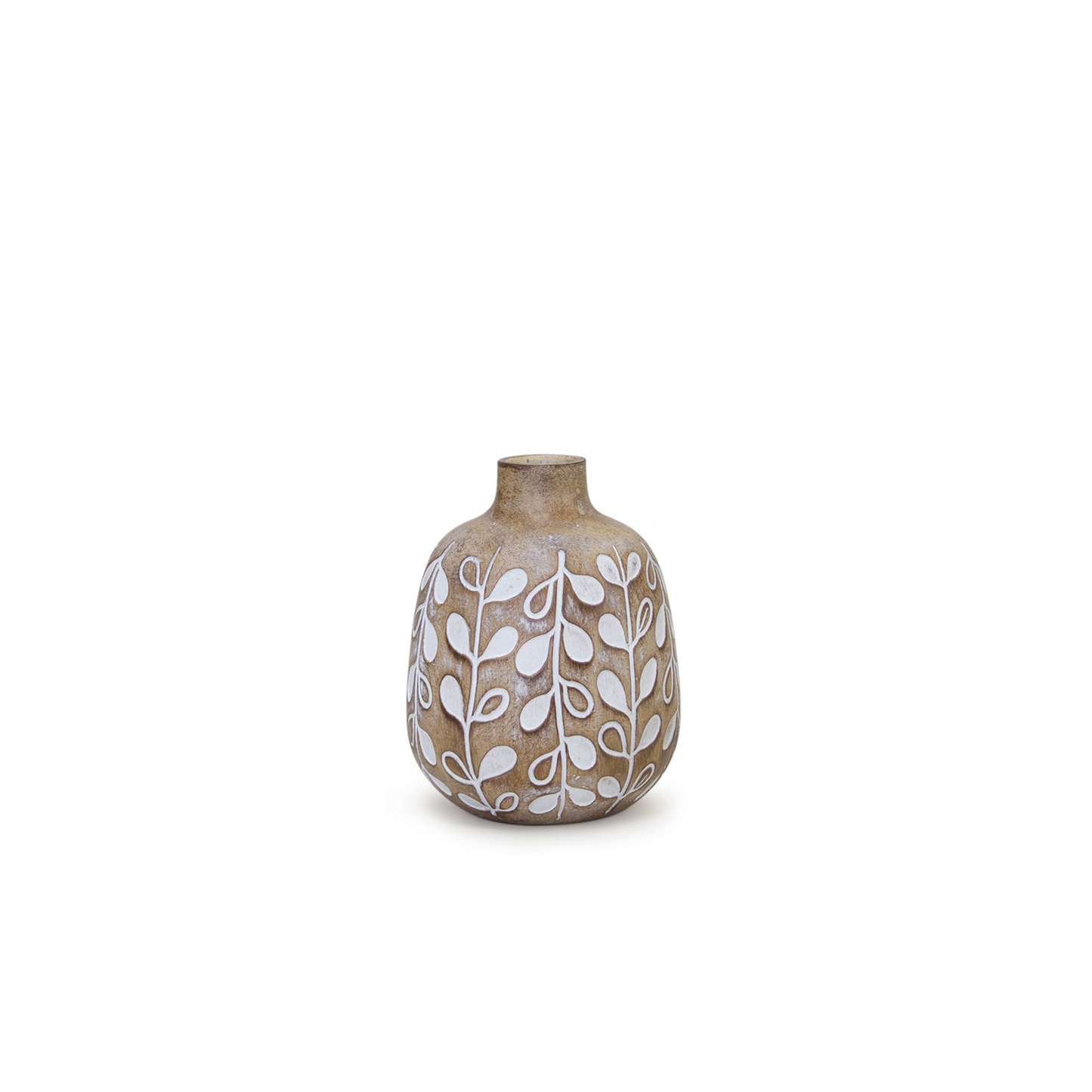 Leaf Print Vase with Wood Design (Set of 3) -Ship Only