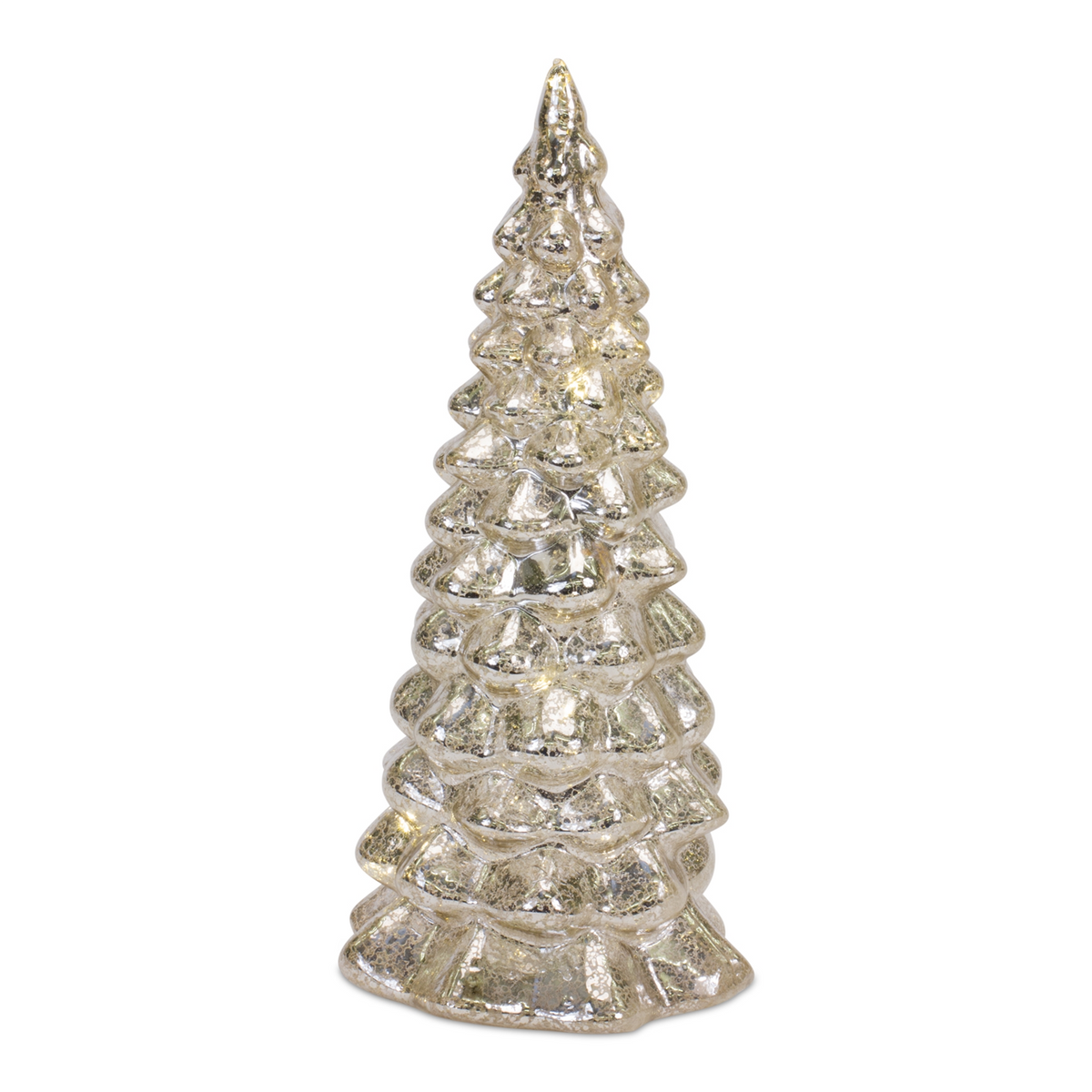 LED Lighted Mercury Glass Holiday Tree Decor (Set of 4) -Ship Only