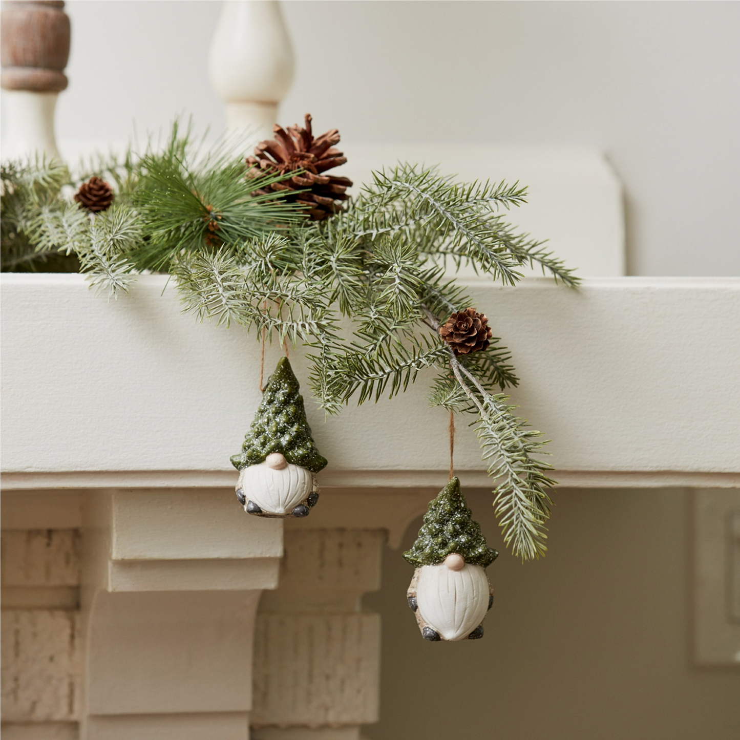 Terra Cotta Gnome with Pine Tree Hat Ornament (Set of 6) -Ship Only
