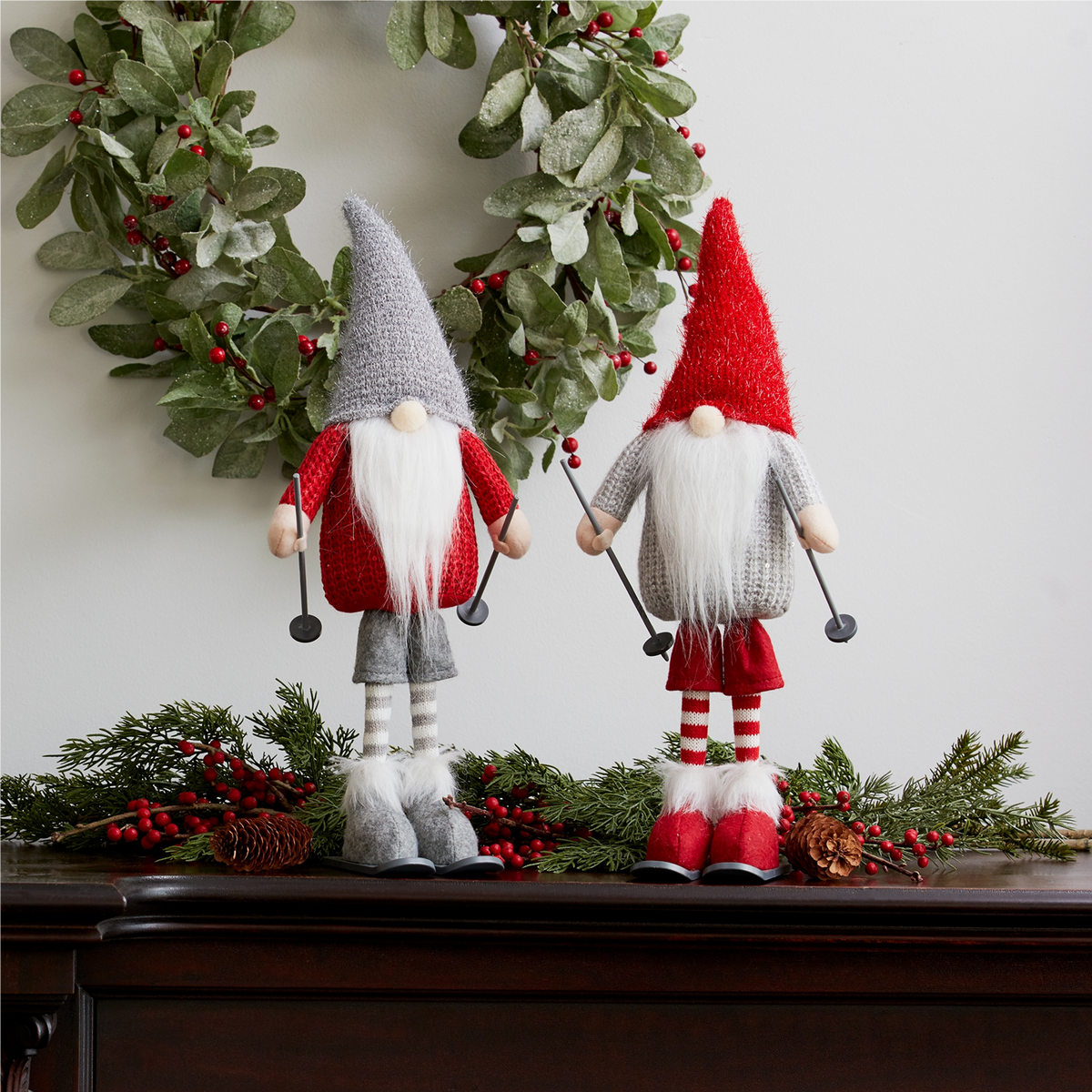 Plush Standing Gnome Skier (Set of 6) -Ship Only