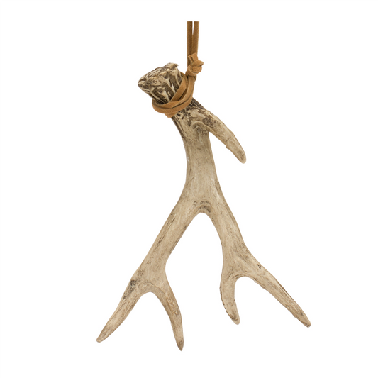 Rustic Deer Antler Hanging Ornament with Rope Tie (Set of 12) -Ship Only