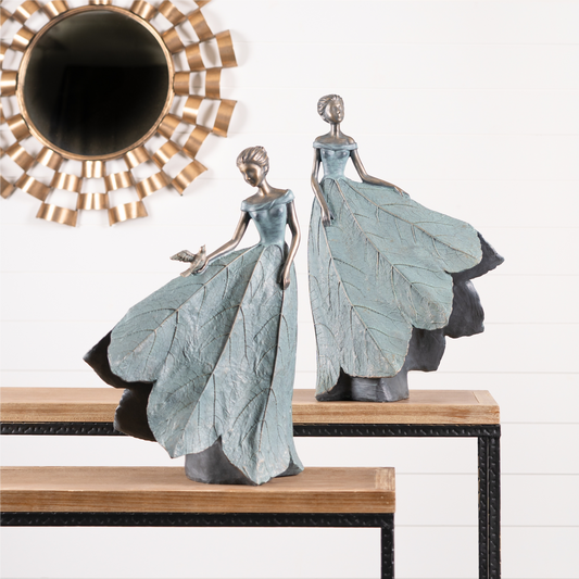 Garden Fairy Figurine with Flower Petal Dress (Set of 2) -Ship Only