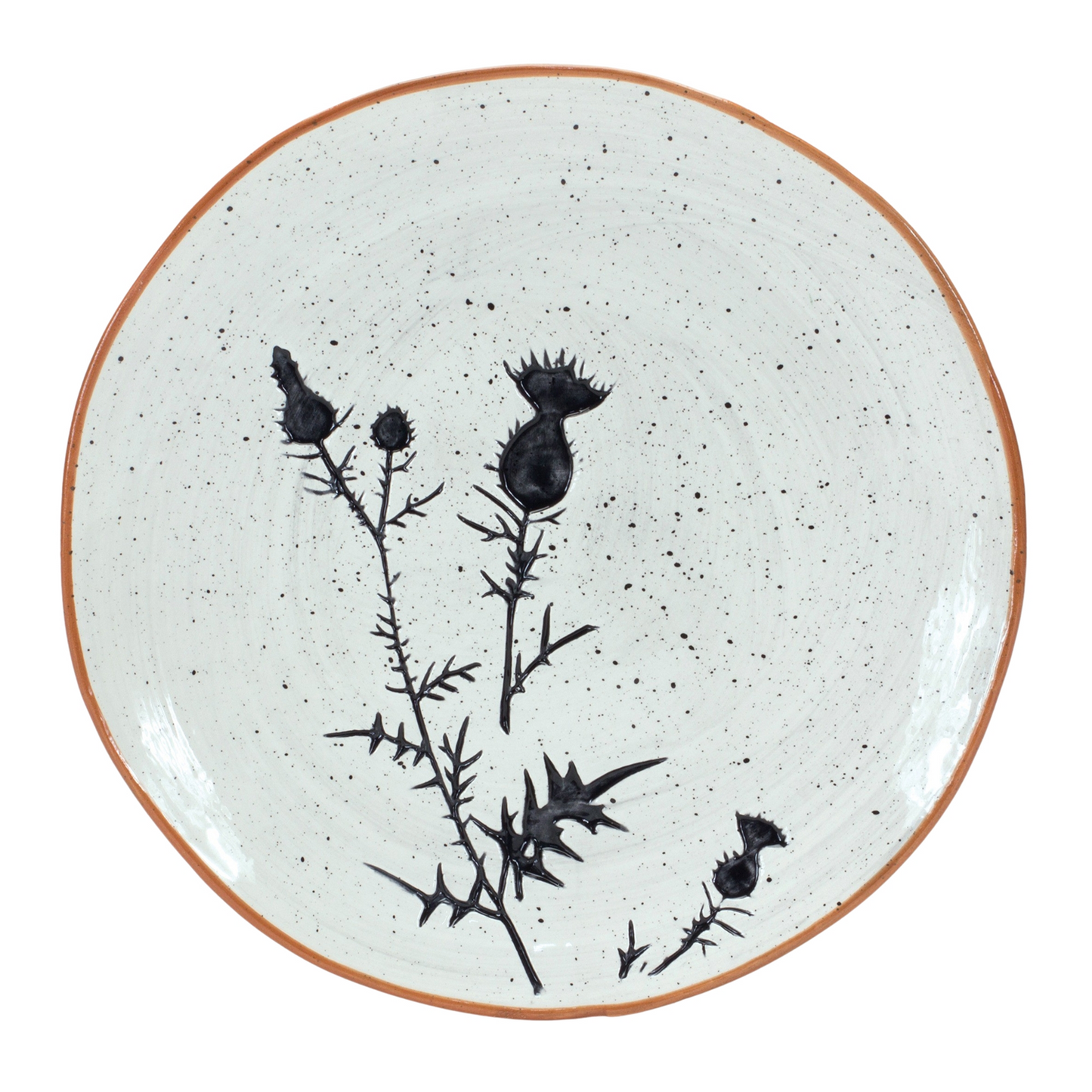 Rustic Thistle Etched Plate with Speckled Finish (Set of 4) -Ship Only