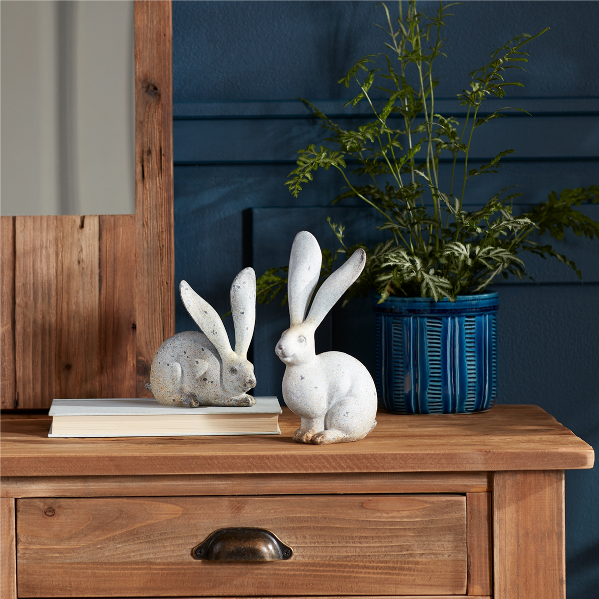 Weathered Stone Rabbit Statue with Distressed Finish (Set of 4) -Ship Only