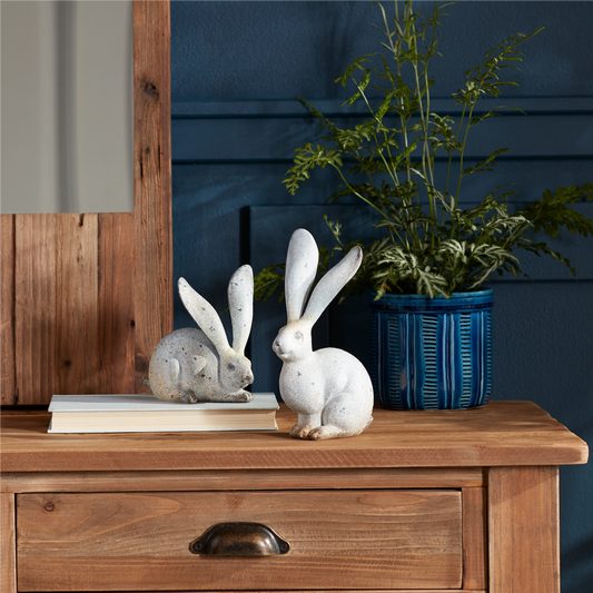 Weathered Stone Rabbit Statue with Distressed Finish (Set of 4) -Ship Only