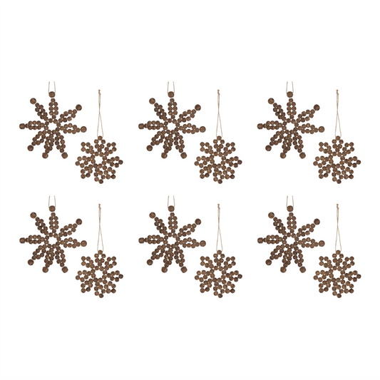 Wood Bead Snowflake Ornament (Set of 12) -Ship Only