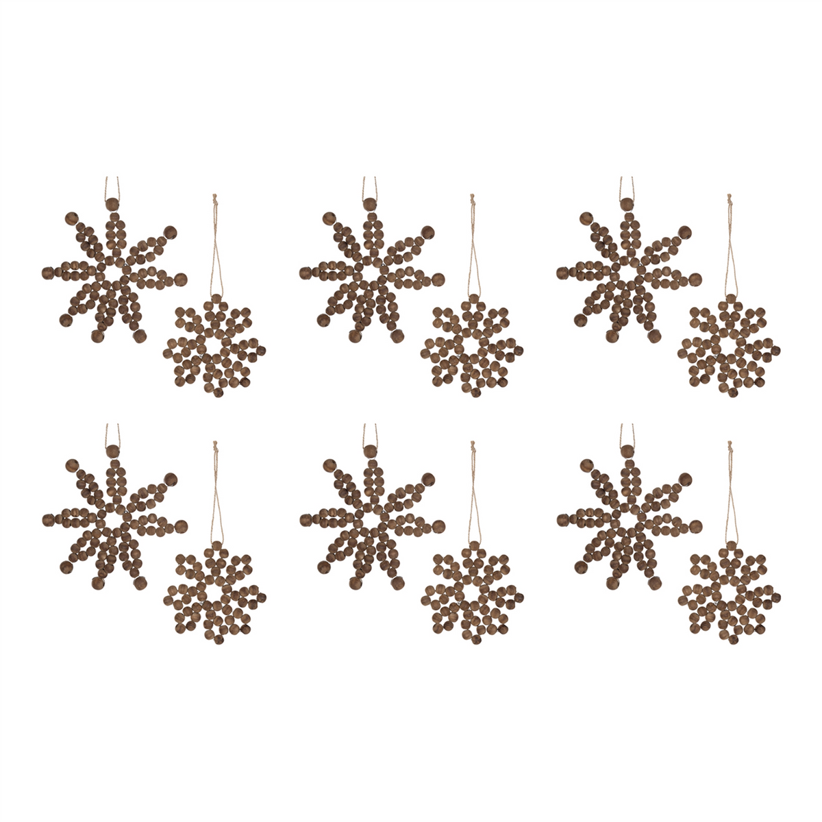 Wood Bead Snowflake Ornament (Set of 12) -Ship Only