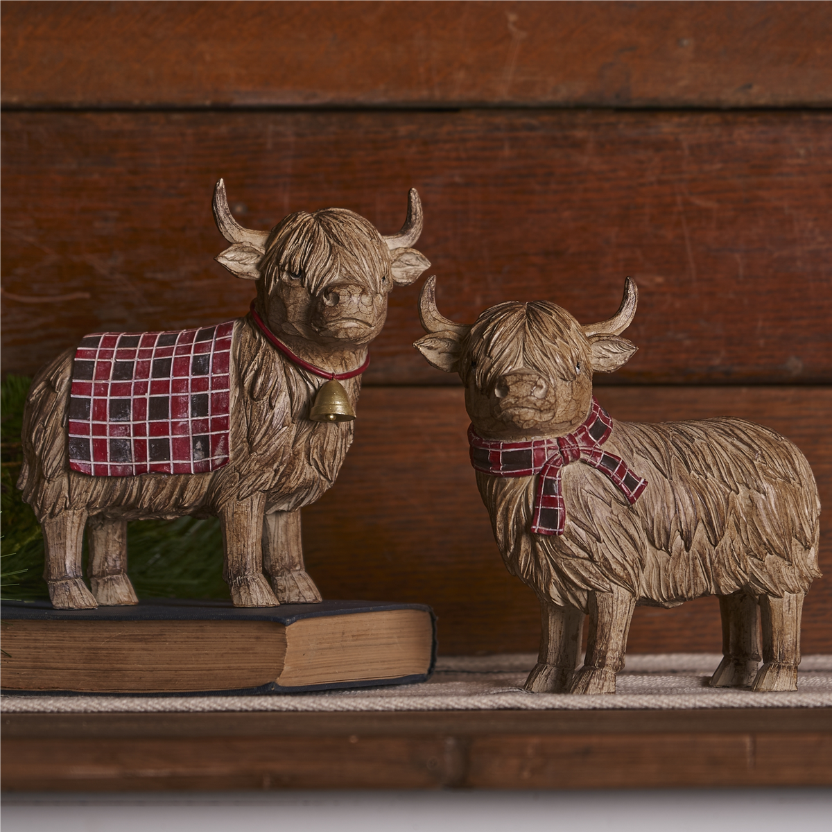 Highland Cow Winter Figurine (Set of 2) -Ship Only