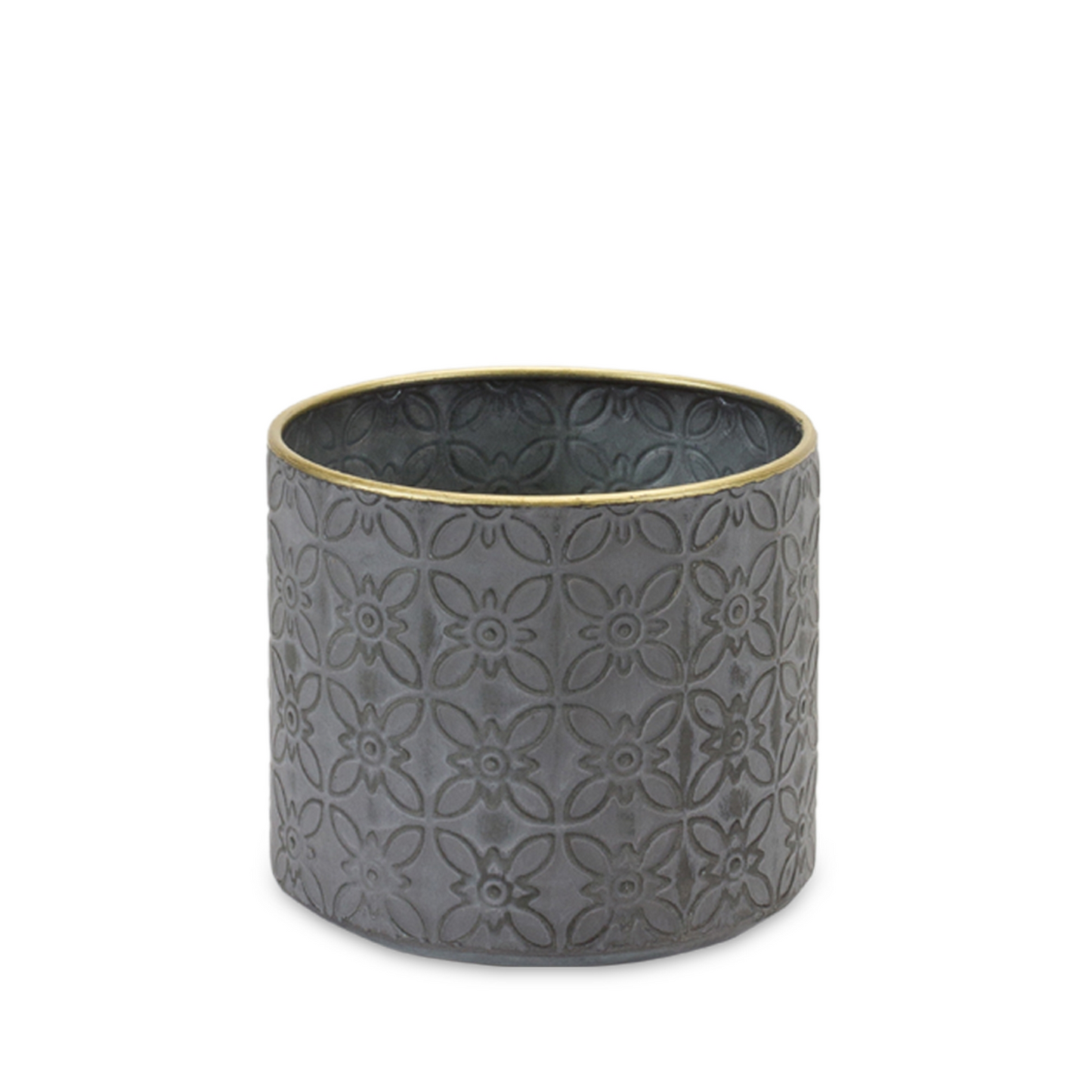 Ornate Geometric Metal Planter (Set of 4) -Ship Only