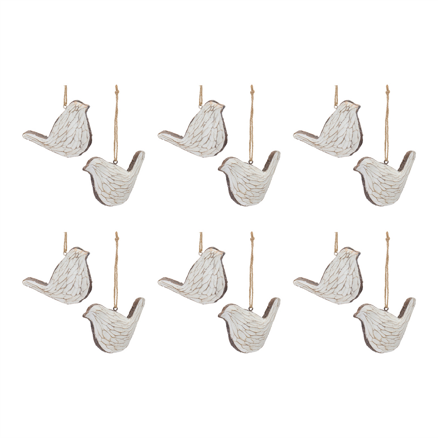 Carved Bird Ornament (Set of 12) -Ship Only