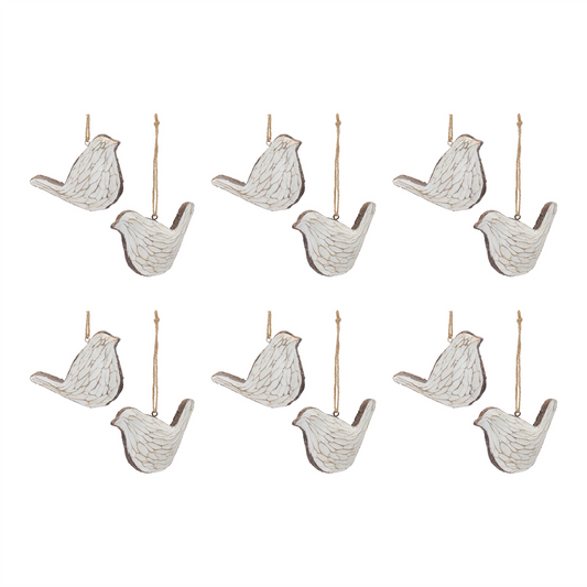 Carved Bird Ornament (Set of 12) -Ship Only