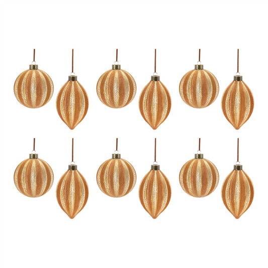 Ornament (Set of 12) 5"H, 5.5"H Glass -Ship Only
