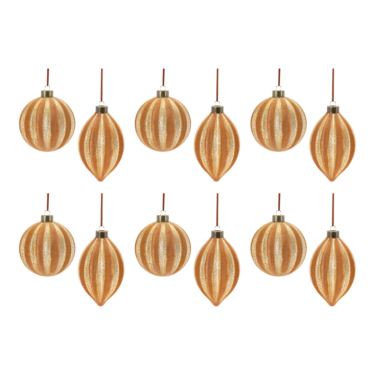 Ornament (Set of 12) 5"H, 5.5"H Glass -Ship Only