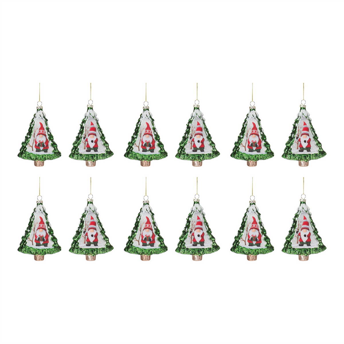 Gnome Pine Tree Ornament (Set of 12) -Ship Only