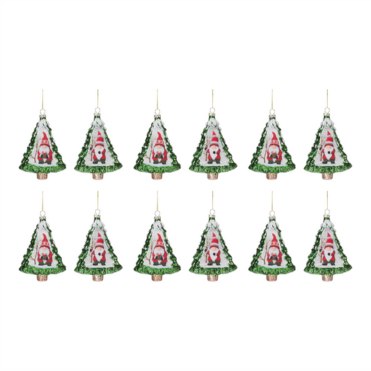 Gnome Pine Tree Ornament (Set of 12) -Ship Only