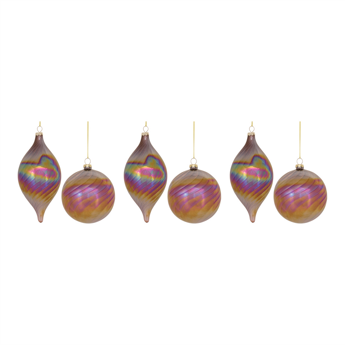 Irredescent Glass Swirl Ornament (Set of 6) -Ship Only