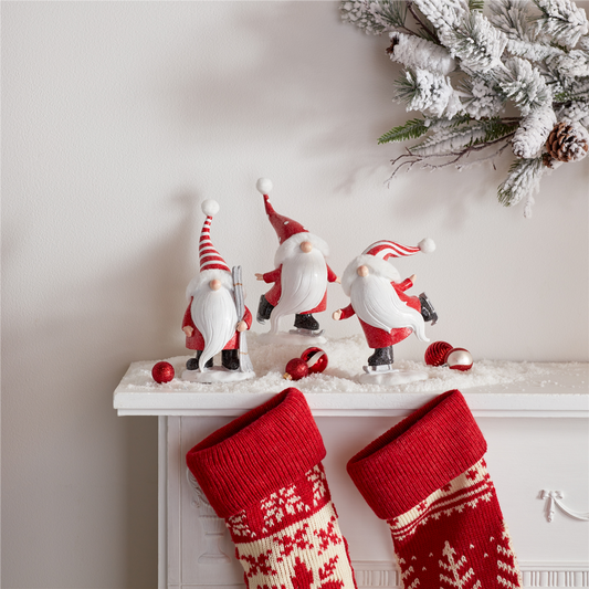 Winter Sport Gnome (Set of 3) 7"H, 8"H, 8.5"H Resin -Ship Only