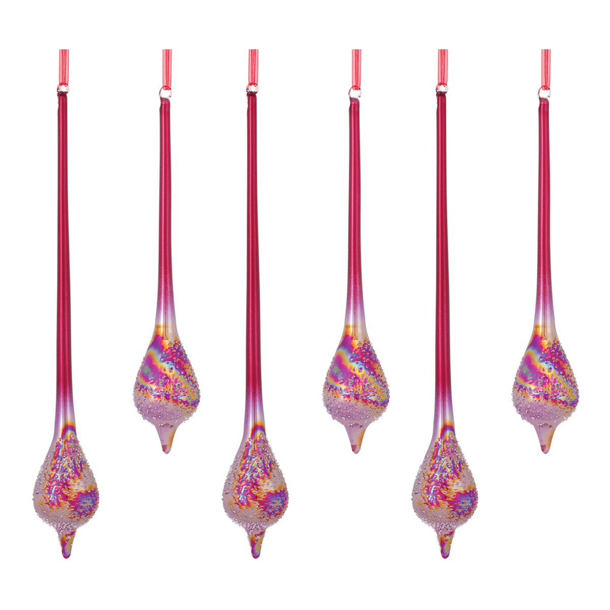 Drop Ornament (Set of 6) 12"H, 15.5"H Glass -Ship Only