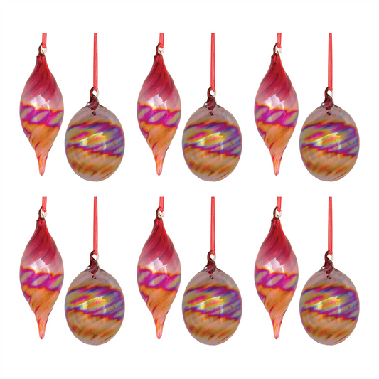 Ornament (Set of 12) 4.25"H, 6"H Glass -Ship Only