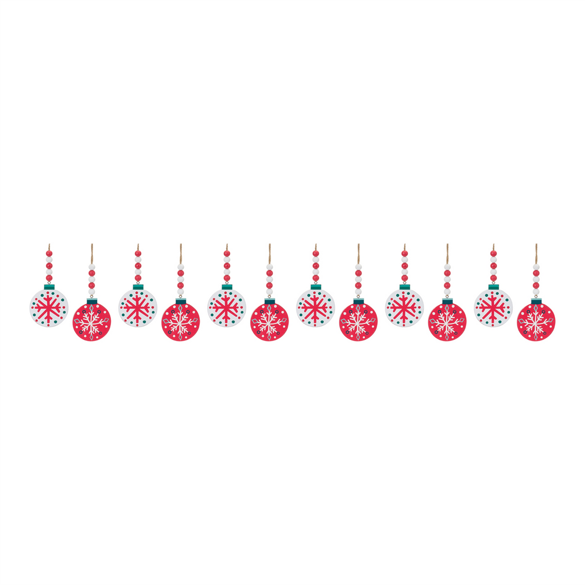 Wood Beaded Snowflake Ornament (Set of 12) -Ship Only