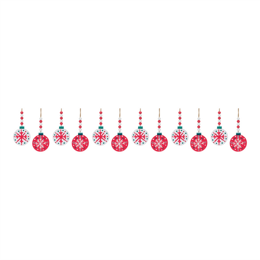 Wood Beaded Snowflake Ornament (Set of 12) -Ship Only